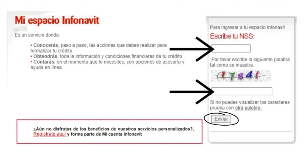 ingresar los datos para poder entrar a Mi Espacio Infonavit